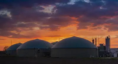 Biogas plant sunset